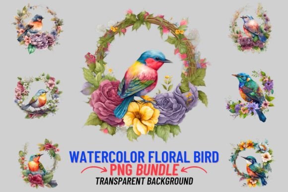 Download Watercolor Floral Bird 8 PNG Clip Art - Floral bird Collection