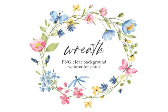Download Wreath, Watercolor Flowers, Butterflies - Watercolor flowers Collection
