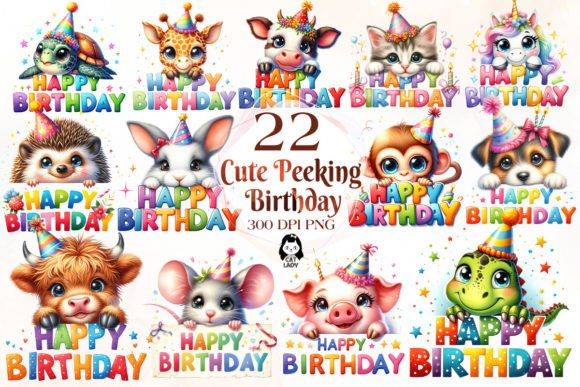 Download Peeking Birthday Animal Clipart Bundle - Birthday animal Collection
