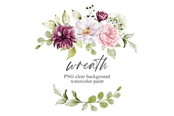 Download Wreath, Pink, White Watercolor Flowers - Watercolor flowers Collection